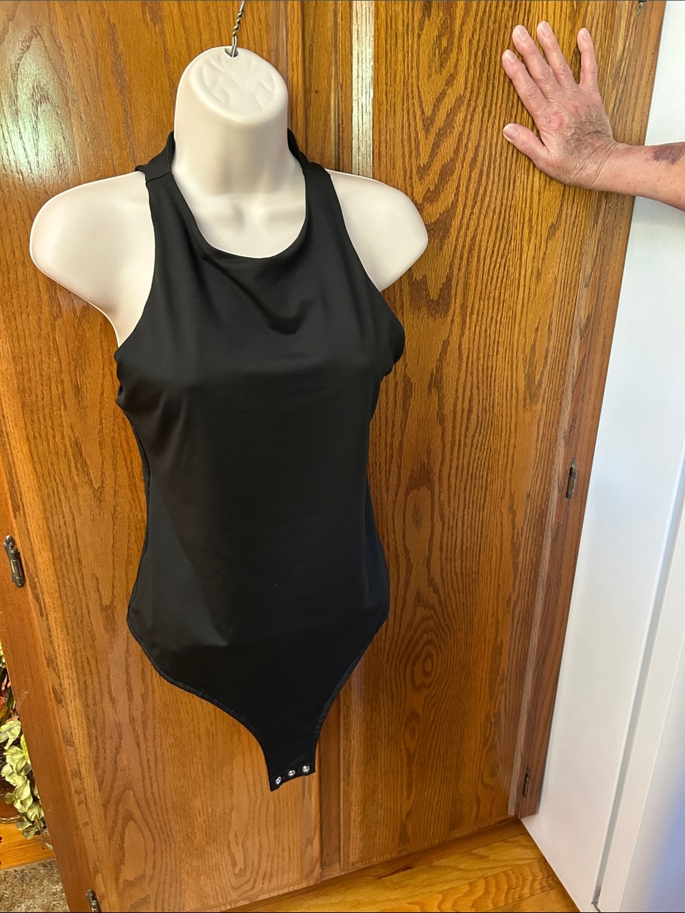 Women’s Black High-Neck One-Piece Thong bodysuit
